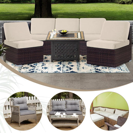 Outdoor Waterproof Couch Cushion Covers, Stretch Individual Patio Chair Cushion Outdoor Seat Cushion Pad Replacement Sofa Cushion Protector Sofa Slipcover (Cream, 2Pcs).