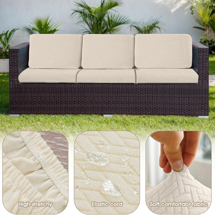 Outdoor Waterproof Couch Cushion Covers, Stretch Individual Patio Chair Cushion Outdoor Seat Cushion Pad Replacement Sofa Cushion Protector Sofa Slipcover (Cream, 2Pcs).