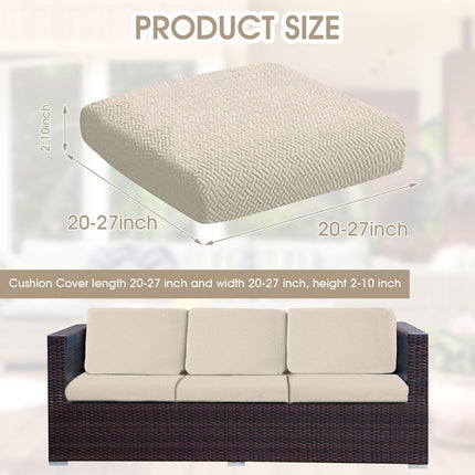Outdoor Waterproof Couch Cushion Covers, Stretch Individual Patio Chair Cushion Outdoor Seat Cushion Pad Replacement Sofa Cushion Protector Sofa Slipcover (Cream, 2Pcs).