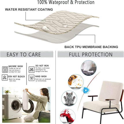 Outdoor Waterproof Couch Cushion Covers, Stretch Individual Patio Chair Cushion Outdoor Seat Cushion Pad Replacement Sofa Cushion Protector Sofa Slipcover (Cream, 2Pcs).