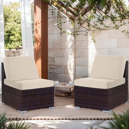 Outdoor Waterproof Couch Cushion Covers, Stretch Individual Patio Chair Cushion Outdoor Seat Cushion Pad Replacement Sofa Cushion Protector Sofa Slipcover (Cream, 2Pcs).