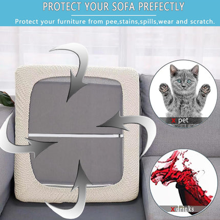 Outdoor Waterproof Couch Cushion Covers, Stretch Individual Patio Chair Cushion Outdoor Seat Cushion Pad Replacement Sofa Cushion Protector Sofa Slipcover (Cream, 2Pcs).