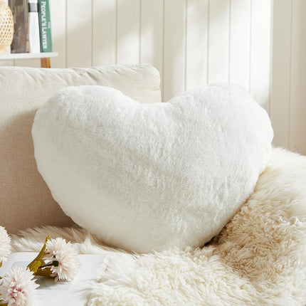 Heart Pillows for Valentine's Day, White Heart Shaped Pillows, Ultra Soft Small Cute Fluffy Pillows, Love Throw Pillows Gifts, Women Girls Living Room Decor 10x13 Inch.