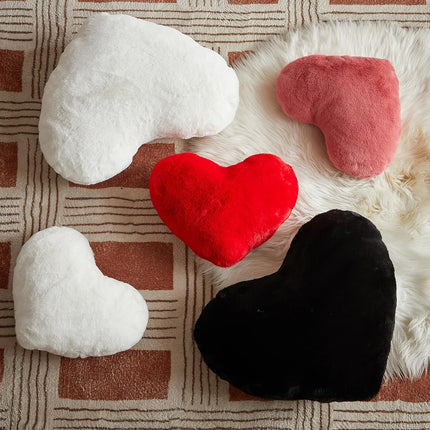 Heart Pillows for Valentine's Day, White Heart Shaped Pillows, Ultra Soft Small Cute Fluffy Pillows, Love Throw Pillows Gifts, Women Girls Living Room Decor 10x13 Inch.