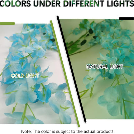 24 Pack Lake Blue Wisteria Hanging Flowers Garland, 3.77 Feet Lake Blue Artificial Wisteria Flower Vines, Fake Lake Blue Wisteria, Lake Blue Flower Vines for Backdrop, Hanging Flower Garland Decor.
