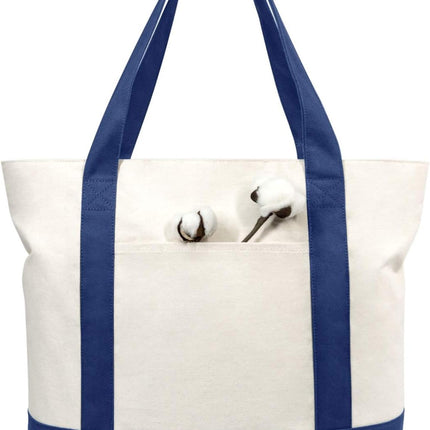Stylish Canvas Tote Bag with an External Pocket, Top Zipper Closure, Daily Essentials.