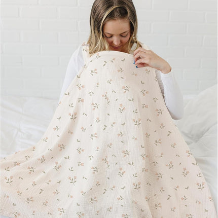 Muslin Nursing Covers for Breastfeeding, Privacy Breast Feeding Cover with Arch Neckline, 100% Cotton Nursing Apron.