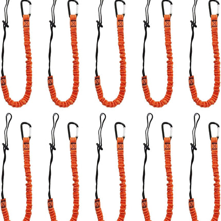 10pcs Retractable Tool Lanyards for Hand Tools with Carabiner and Adjustable Loop End, Extendable Length 31.5 "-43.3", Aluminum Screw Lock Carabiner with Shock Cord Stopper.