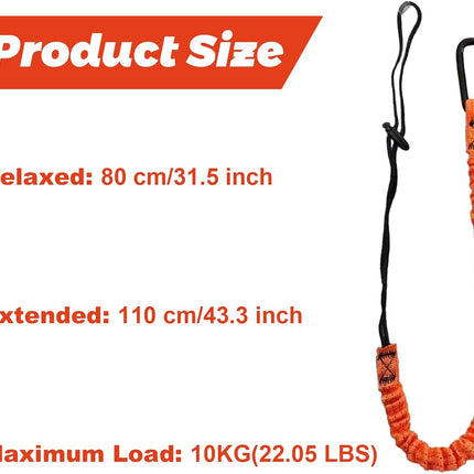 10pcs Retractable Tool Lanyards for Hand Tools with Carabiner and Adjustable Loop End, Extendable Length 31.5 "-43.3", Aluminum Screw Lock Carabiner with Shock Cord Stopper.