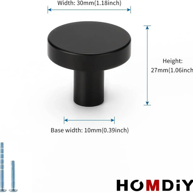 20 Pack Black Cabinet Knobs Round Dresser Knobs Matte Black Solid Kitchen Cabinet Knobs Aluminum Alloy Cabinet Door Knobs for Dresser Drawers Vintage Cabinet Knobs Drawer Knobs.