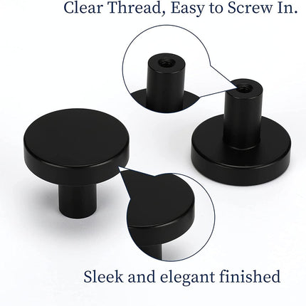 20 Pack Black Cabinet Knobs Round Dresser Knobs Matte Black Solid Kitchen Cabinet Knobs Aluminum Alloy Cabinet Door Knobs for Dresser Drawers Vintage Cabinet Knobs Drawer Knobs.