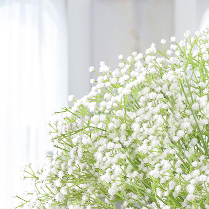 10Pcs Artificial Baby Breath Flowers White with Long Stem, Real Touch Silk Gypsophila Bouquets Bulk for Wedding, DIY Floral Arrangements, Home & Office Decor, Party Centerpieces, White.