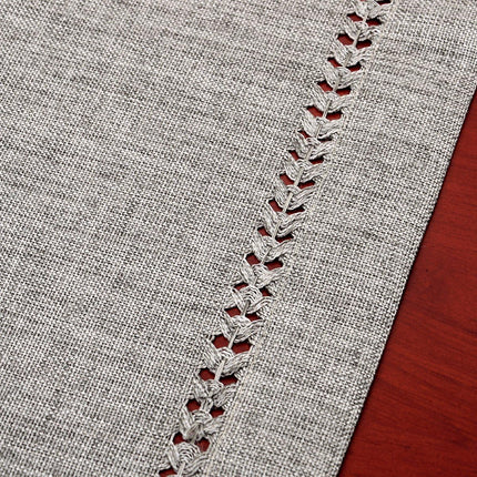 Handmade Hemstitch Gray Dining Table Runner Or Dresser Scarf, Rectangular 14 by 72 Inch.