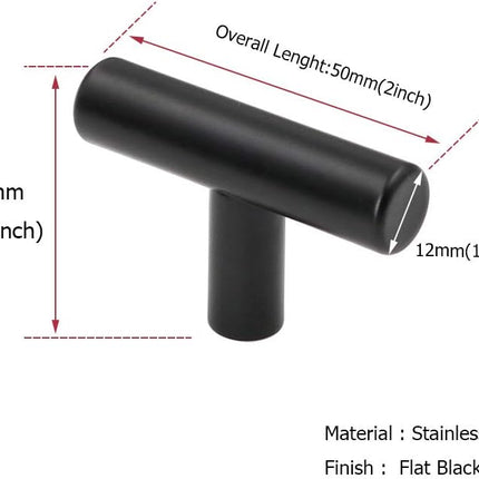 (50 Pack) Cabinet Knob Black Stainless Steel Drawer Knobs - HD201BK Matte Black Kitchen Cabinet Hardware.