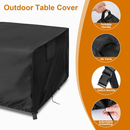 Outdoor Table Cover Square, 34 inch Square Patio Table Cover, Waterproof Small Table Cover Outdoor Patio Furniture Cover - 34'' x 34'' x 28''.