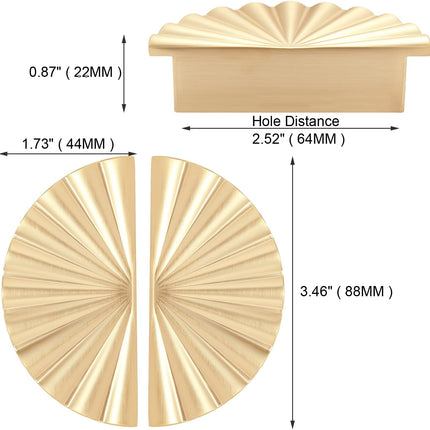 6 Pack Cabinet Handles 2.52 inch Kitchen Cabinet Pulls 64mm with Vintage Cupboard Drawers Hardware Dresser Drawer Handles Kitchen Cabinet Handles (64MM, 6 Pack, Brushed Gold).