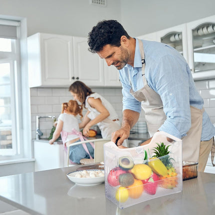 4 Pcs Freezer Organizer Bins with Wheel Plastic Organizer Bins Tall Narrow Kitchen Organization Pantry Organizer Snack Storage Containers for Office Refrigerator(10 x 13.3 x 5.5 Inch).