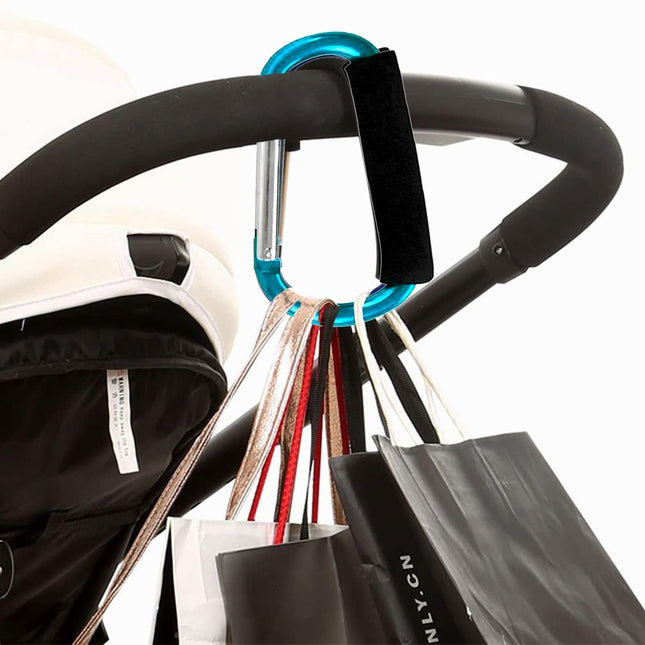 Stroller Hooks by Baby,Large Stroller Hooks for Mommy, 2 pcs Carabiner Stroller Hook Organizer for Hanging Purses, Diaper Bag, Shopping Bags (Sky Blue).