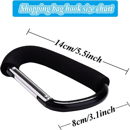 Stroller Hooks by Baby,Large Stroller Hooks for Mommy, 2 pcs Carabiner Stroller Hook Organizer for Hanging Purses, Diaper Bag, Shopping Bags (Sky Blue).