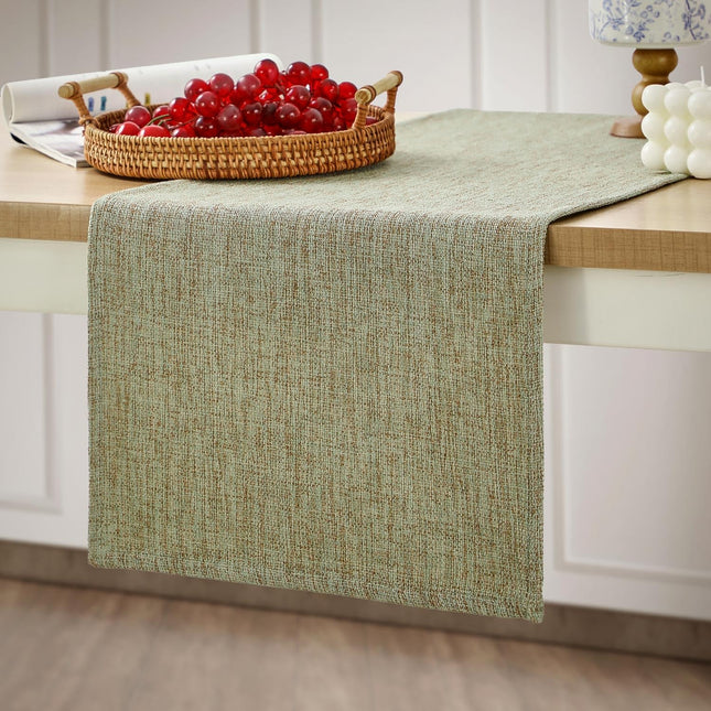 Rustic Table Runner Boho Style, Handmade Sage Green Table Runner 36 Inches Long for Home Dining,Coffee Table,Kitchen,13x36.