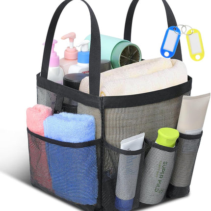 Mesh Shower Caddy Tote, Large Shower Caddy Basket Portable, Quick Dry Hanging Toiletry Bag, 8 Storage Pocket Handle Bath Organizer for College Dorm, Gym, Camp, Travel.