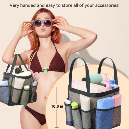 Mesh Shower Caddy Tote, Large Shower Caddy Basket Portable, Quick Dry Hanging Toiletry Bag, 8 Storage Pocket Handle Bath Organizer for College Dorm, Gym, Camp, Travel.