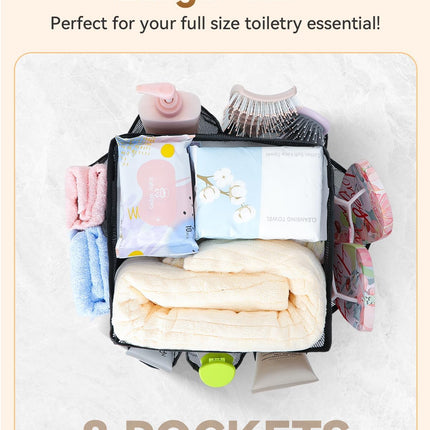 Mesh Shower Caddy Tote, Large Shower Caddy Basket Portable, Quick Dry Hanging Toiletry Bag, 8 Storage Pocket Handle Bath Organizer for College Dorm, Gym, Camp, Travel.