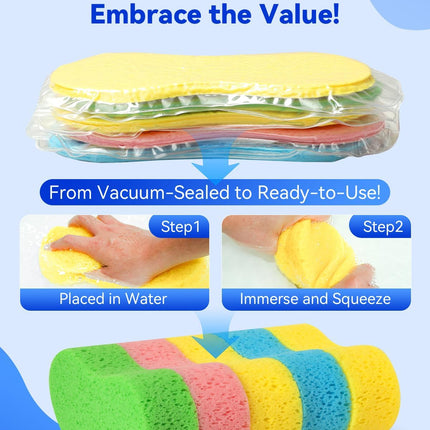 5-Pack Car Wash Sponges, 9.1" x 4.3" x 2.4" Large Sponges, Extra Thick Foam Kit for All-Purpose Cleaning, Ideal Washing Sponges for Kitchen, Bathroom, Household.