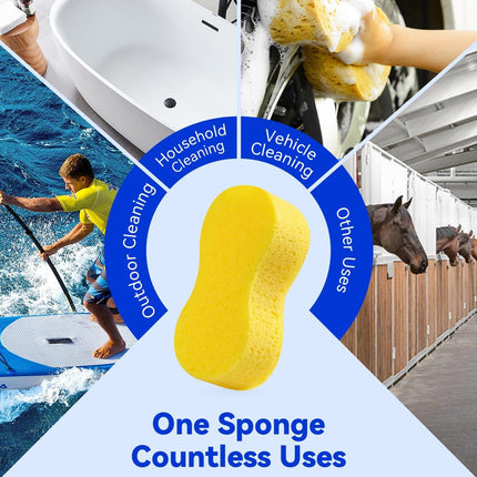 5-Pack Car Wash Sponges, 9.1" x 4.3" x 2.4" Large Sponges, Extra Thick Foam Kit for All-Purpose Cleaning, Ideal Washing Sponges for Kitchen, Bathroom, Household.