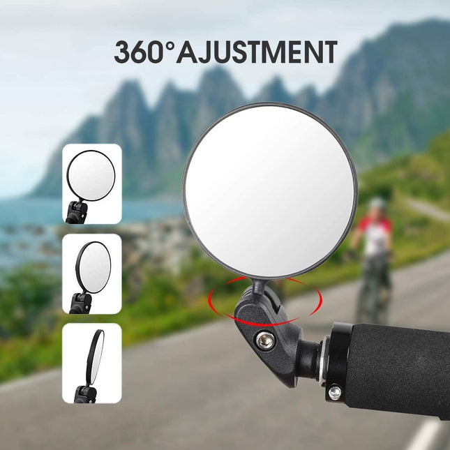 Bike Mirror, Bicycle Riding Rearview Mirror, HD Safety Rear View Mirrors, Convex Mirror with 360 Degrees Rotational Adjustable Handlebar for Mountain Road Bikes.