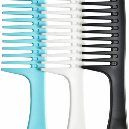3 Pcs Wide Tooth Comb, Detangler Hair Comb for Women Shower Wet Dry Curly Long Thick Hair (Blue White Black).
