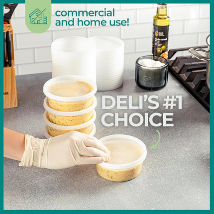 Deli Food Containers with Lids - 8 oz 60 Sets- Ideal for Food, Snacks, Takeout, Meal Prep - 1 Cup Small Durable Clear Containers for Food - Stackable and Durable, Freezer, Dishwasher & Microwave Safe.