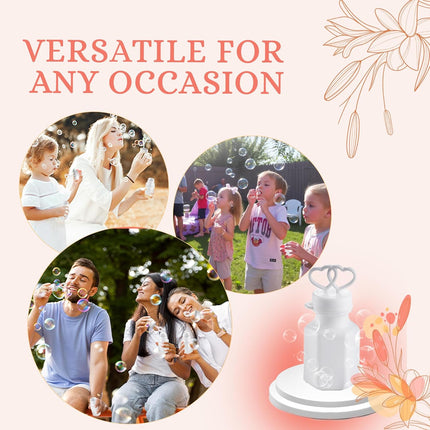 Wedding Bubbles with Wands - (48 Count) Bulk Mini Double Heart Top Bubbles for Wedding Send Off, Bridal Party Favors, Engagement, Anniversary Celebrations, Toy Gifts for Kids, Boys or Girls.