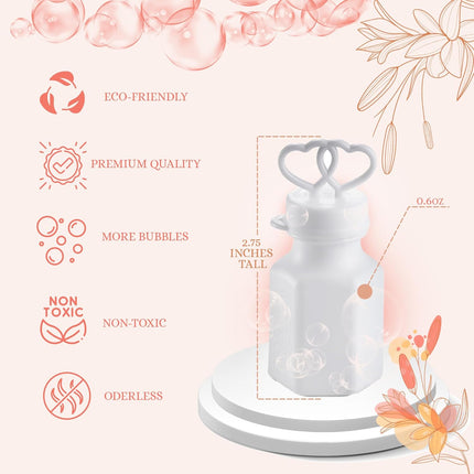 Wedding Bubbles with Wands - (48 Count) Bulk Mini Double Heart Top Bubbles for Wedding Send Off, Bridal Party Favors, Engagement, Anniversary Celebrations, Toy Gifts for Kids, Boys or Girls.