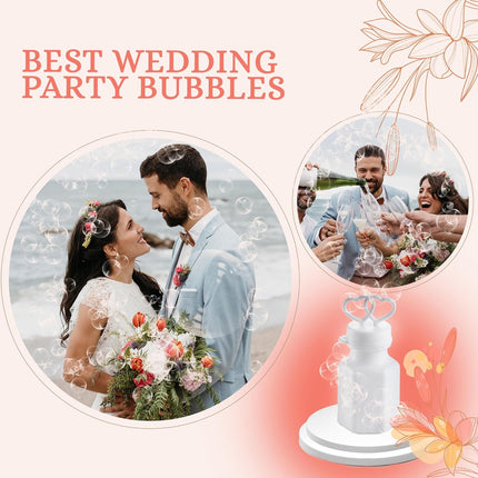 Wedding Bubbles with Wands - (48 Count) Bulk Mini Double Heart Top Bubbles for Wedding Send Off, Bridal Party Favors, Engagement, Anniversary Celebrations, Toy Gifts for Kids, Boys or Girls.