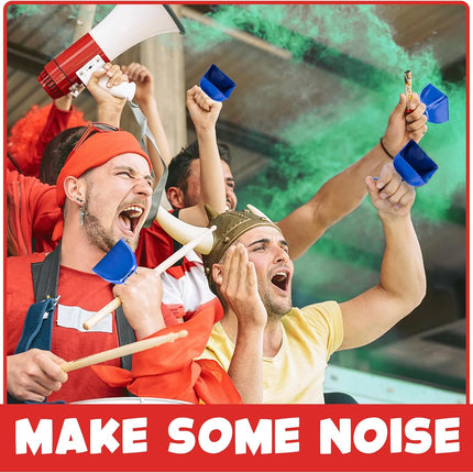 Metal Cowbells - Blue 3 Inch Cow Bells Noise Makers, Loud Call Bell with Handles for Sporting Events, Cheering, Team Spirit, Noisemakers, Weddings, (Pack of 12).