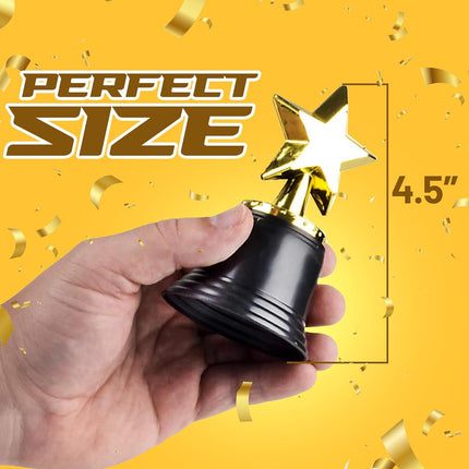 Star Trophy Awards - Pack of 12 Bulk - 4.5 Inch, Gold Award Trophies for Kids Party Favors, Props, Rewards, Winning Prizes, Competitions for Kids and Adults.