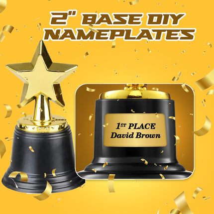 Star Trophy Awards - Pack of 12 Bulk - 4.5 Inch, Gold Award Trophies for Kids Party Favors, Props, Rewards, Winning Prizes, Competitions for Kids and Adults.