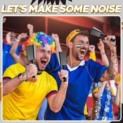 9" Metal Cowbells with Handle - (1 Pack) Cow Bells Loud Cheering Noise Makers for Sporting Events, Football Games, School Spirit, Rallies & Celebrations - Black Steel Percussion Music Instrument.