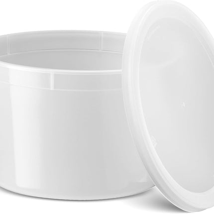 64 oz Food Storage Containers with Lids Pack of 6, Half Gallon Round Plastic Deli Container with Leak-Proof Lid, BPA-Free, Freezer, Dishwasher & Microwave Safe.