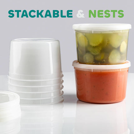 64 oz Food Storage Containers with Lids Pack of 6, Half Gallon Round Plastic Deli Container with Leak-Proof Lid, BPA-Free, Freezer, Dishwasher & Microwave Safe.