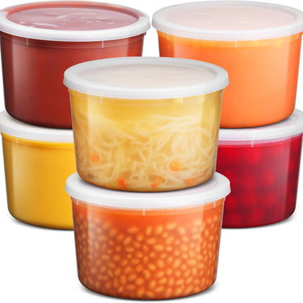 64 oz Food Storage Containers with Lids Pack of 6, Half Gallon Round Plastic Deli Container with Leak-Proof Lid, BPA-Free, Freezer, Dishwasher & Microwave Safe.