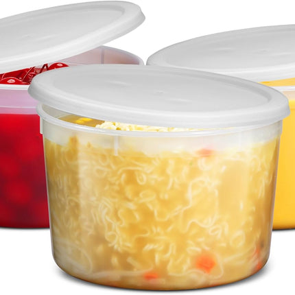 64 oz Food Storage Containers with Lids Pack of 6, Half Gallon Round Plastic Deli Container with Leak-Proof Lid, BPA-Free, Freezer, Dishwasher & Microwave Safe.