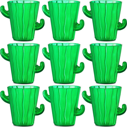 Cactus Plastic Shot Glasses - (Pack of 12) 2-Oz Shot Glasses Funny Cute Novelty Set for Bachelorette, Western, Cinco de Mayo, Tequila, Fiesta Themed Party Supplies, BPA-Free, Dishwasher-Safe, Green.