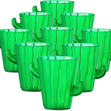 Cactus Plastic Shot Glasses - (Pack of 12) 2-Oz Shot Glasses Funny Cute Novelty Set for Bachelorette, Western, Cinco de Mayo, Tequila, Fiesta Themed Party Supplies, BPA-Free, Dishwasher-Safe, Green.