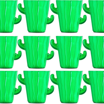 Cactus Plastic Shot Glasses - (Pack of 12) 2-Oz Shot Glasses Funny Cute Novelty Set for Bachelorette, Western, Cinco de Mayo, Tequila, Fiesta Themed Party Supplies, BPA-Free, Dishwasher-Safe, Green.