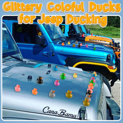 Glitter Rubber Ducks in Bulk - (Pack of 50) Assorted 2-inch Mini Duck Toys for Baby Shower Rubber Duckies, Bath Toy, Birthday Party Favors and Decoration.