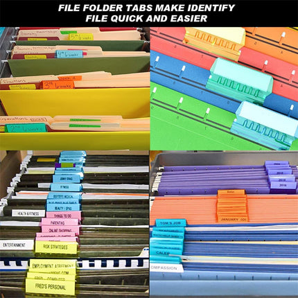 File Folder Tabs Hanging File Folder Labels 60 Sets Plastic File Tabs with Inserts for Hanging Files.