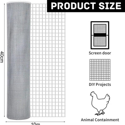 Hardware Cloth, Metal Wire Mesh Roll Galvanized Wire Chicken Coop Welded Wire Mesh Fence for Poultry Netting Garden Protection,15.7in x 32.8ft.
