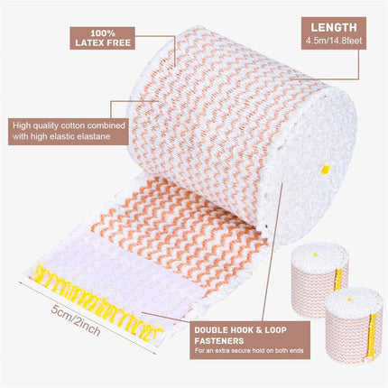 Elastic Bandage Wrap Compression Bandages 6PCS Cotton Elastic Bandage Wrap Roll with Closure for Injury Recovery and Sport Support.
